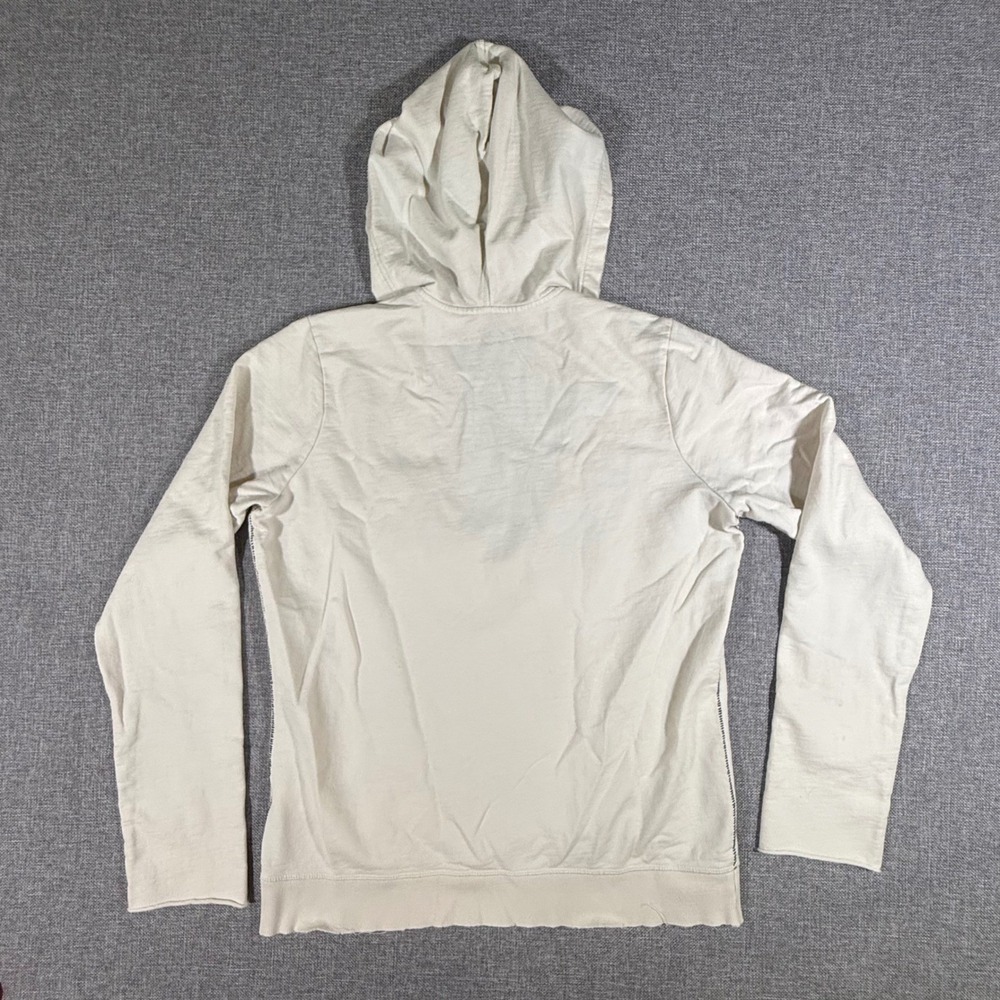 Lucky Brand Embroidered Hoodie Womens L Cream Boho Hippie Peace V-Neck Pullover - Picture 5 of 9